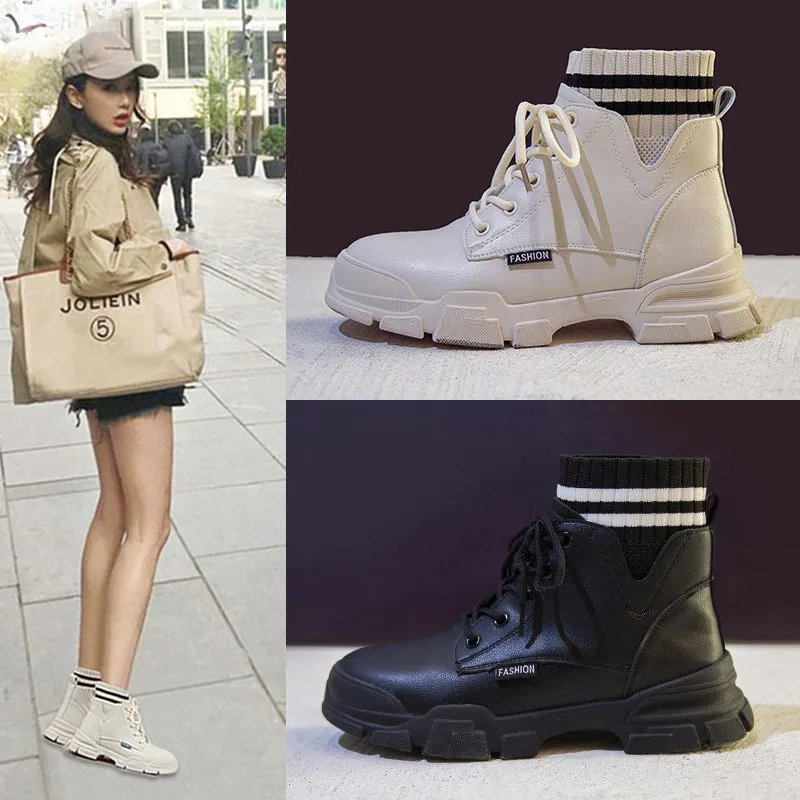

Women shose Ankle Martin Boots Girls College Wind Lace Up Shoes British Style Black Cool Short Boots Round head size 35~40