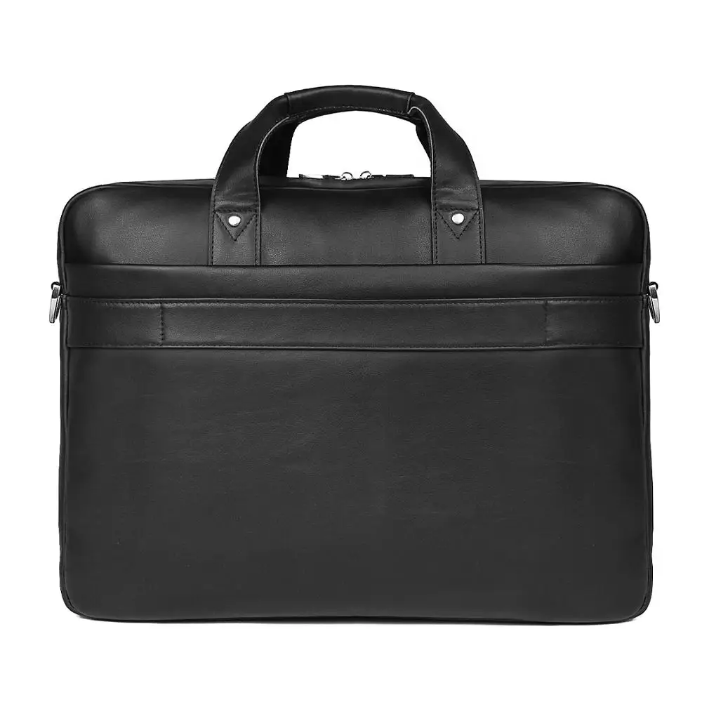 Very best  Nesitu New Black Genuine Leather 15.6'' 17'' Laptop Office Men Briefcase Handbag Business Travel Me
