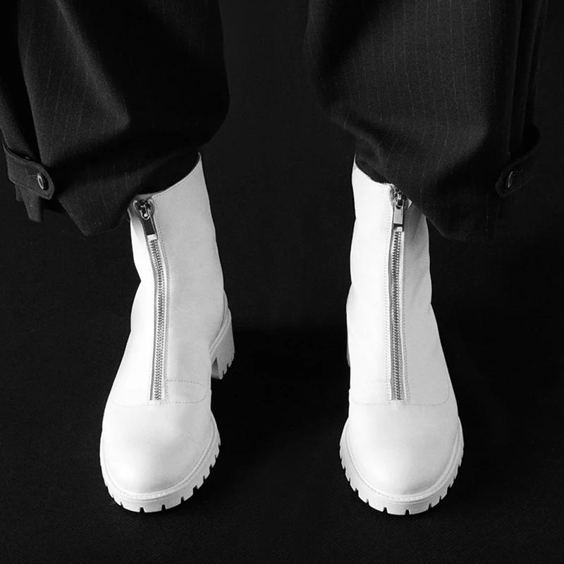 Зимние ботинки на платформе с молнией спереди; коллекция года; женская зимняя обувь из мягкой кожи на меху; женские ботильоны на не сужающемся книзу массивном каблуке