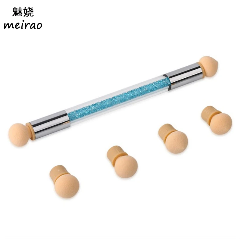 1pcs Polish Color Gradient Nail Brush Pen Dual Sponge Heads Sharp Round Glitter Nail Blooming Pen nail art nail dotting tool