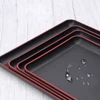 Japanese Tray Sushi Plate Melamine Imitation Porcelain Dinner Plate Rectangular Black Red Edge Hotel Guest Room Storage Tray 5