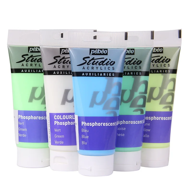 

5PC100ML Acrylic Paint set Glow in the Dark Glowing paints Luminous Pigment Fluorescent Fiber painting for fabric Art supplies