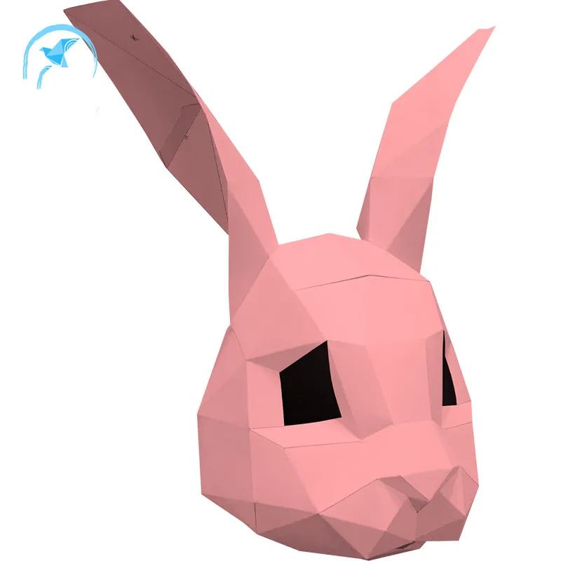 Pre Cut 3D Papercraft Paper Mask Bunny Rabbit Halloween Costume Cosplay Masks women DIY Toys Kid Art Party