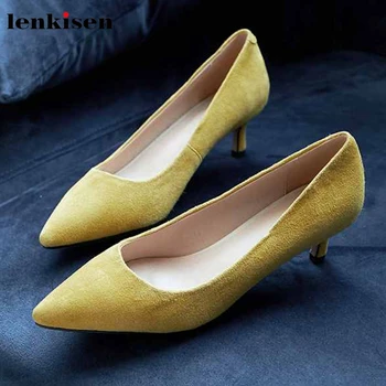 

Lenkisen sweet fairy soft sheep suede basic solid ladies shoes pointed toe stiletto high heels slip on dating spring pumps Lf5