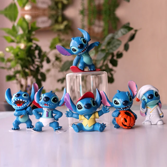 10Pcs/Set Lilo & Stitch Angel Action Figure Toys Kawaii Mini PVC Anime Q  Verison Dolls