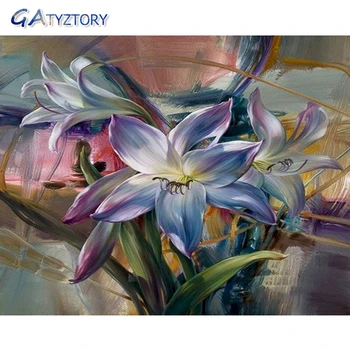 

GATYZTORY DIY Painting By Numbers Purple Flowers Paint By Numbers For Adults Photo Frames For Picture Acrylic Paint 40x50cm