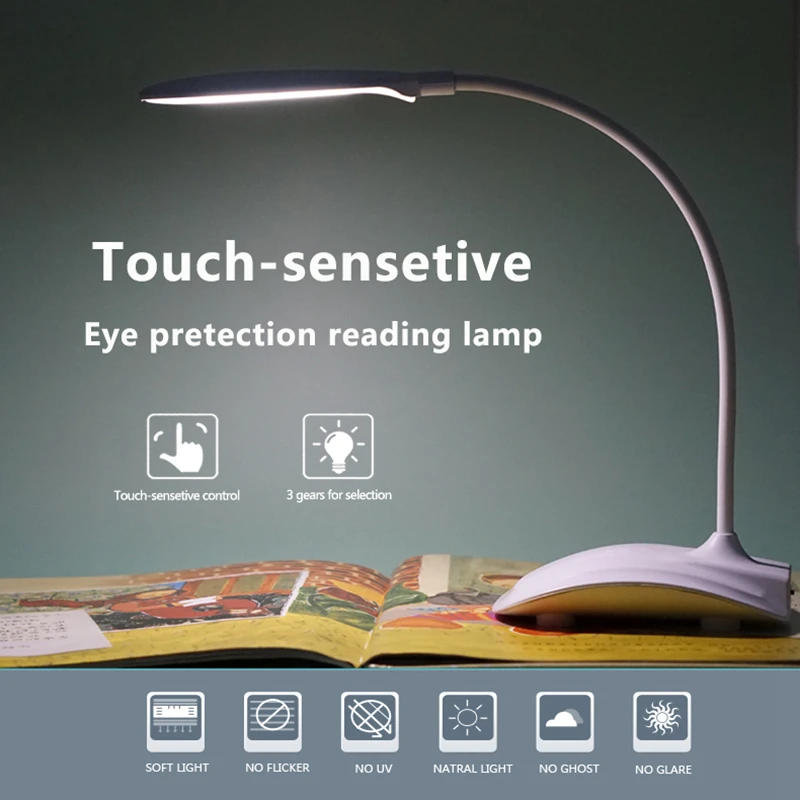 Portable USB Rechargeable LED Folding Desk Lamp Eye Protection Touch Dimmable Reading Table Lamp 3 Level Brightness LED Light|Desk Lamps| - AliExpress