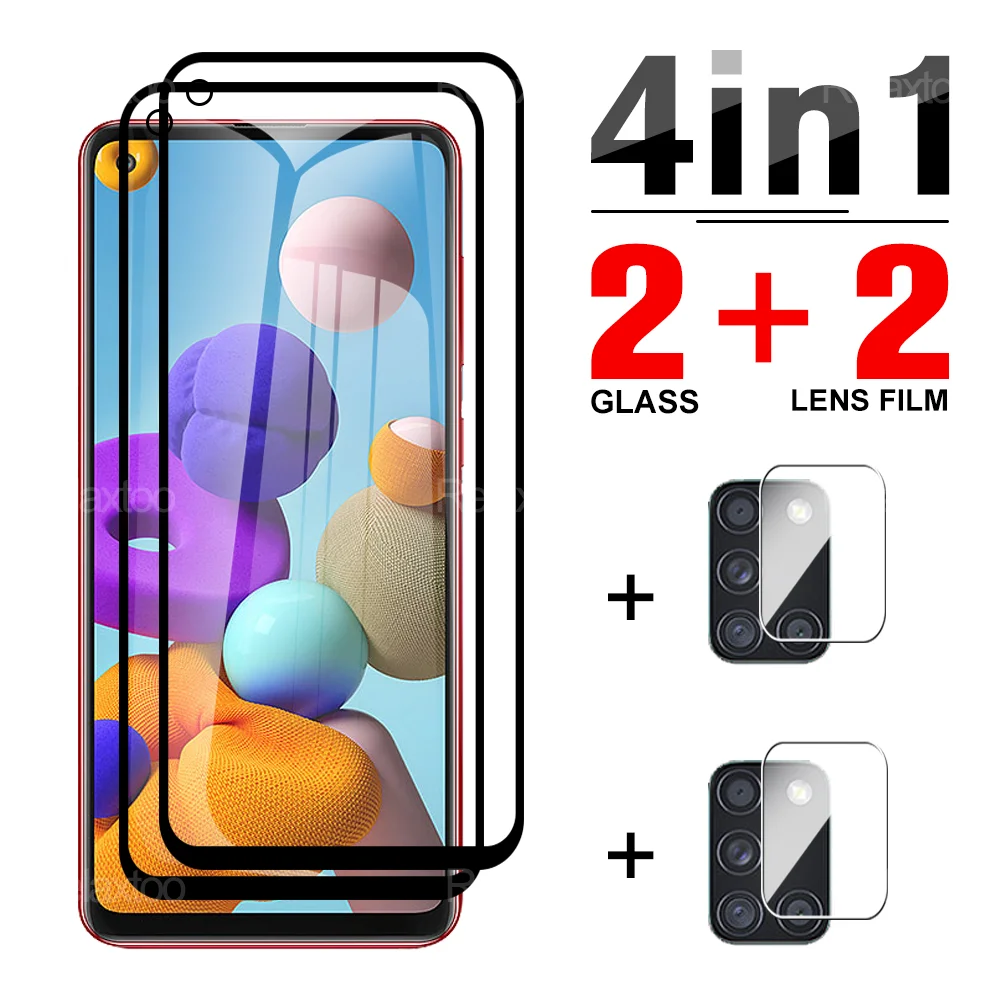 Закаленное стекло 4 в 1 для Samsung Galaxy A21S A21 A20 A20S A20E защитная пленка экрана 2 шт.