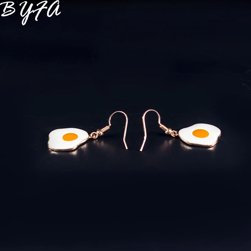1 Pair Fahion Cute Sweet Cartoon Enamel Glaze Food Omelette Purse Egg Earrings Women Funny Dangle Jewelry Accessories|Серьги-подвески|