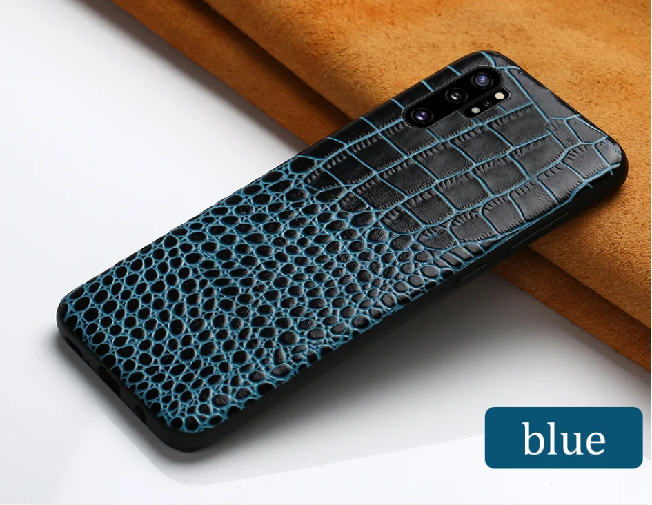Чехол из натуральной крокодиловой кожи для телефона samsung galaxy A50 A70 A40 A20 Note 8 9 10 S8 S9 S10 plus - Цвет: Синий