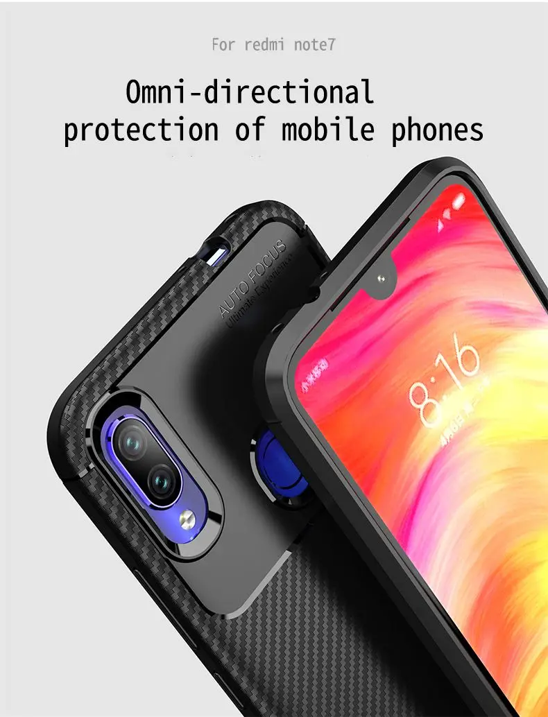 Для Redmi Note7 Note 7 Pro Чехол из углеродного волокна, гибкий силикагелевый анти-осенний чехол для Redmi Note 5 Note 6 Чехол