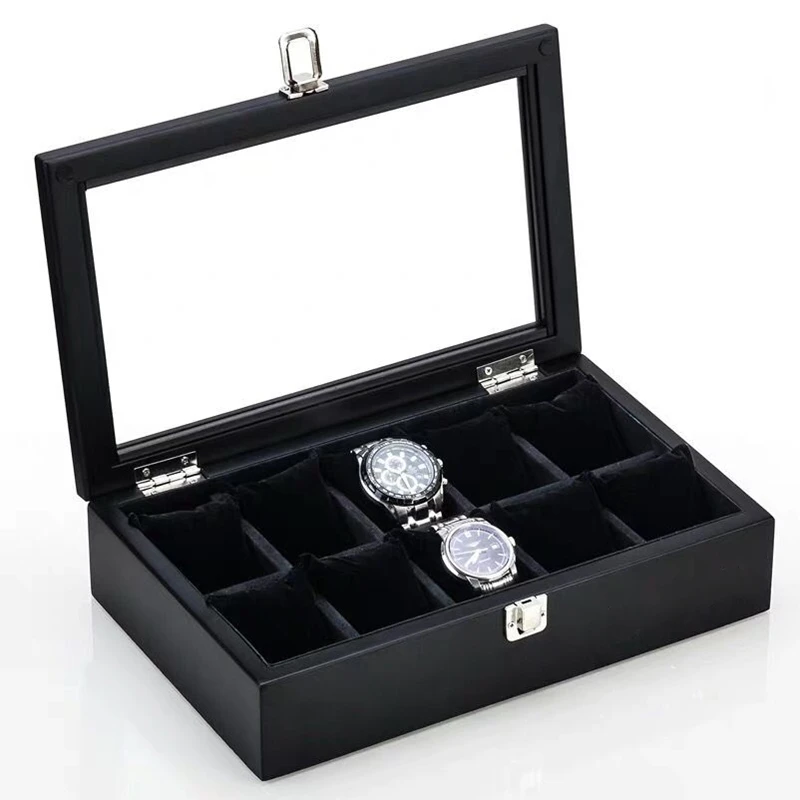 Watch Box Organizer Wood Men Black Wood Watch Box Watch Holder