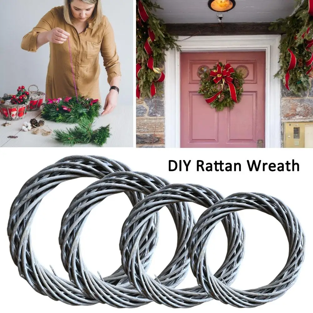 Рождество DIY виноградный венок ручной работы кольца из ротанга Гирлянда DIY натуральный виноградный венок украшение для двери камин цветочный магазин