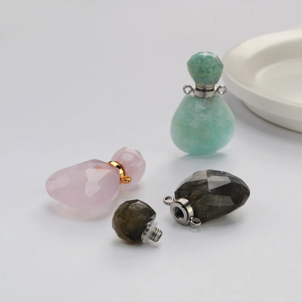 

BOROSA 5PCS design Multi-kind Stone Faceted Perfume Bottle Connector for Gems Jwelly Necklace DIY WX1915