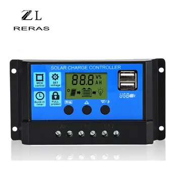 

Solar Charge Controller 10A 20A 30A Home Battery Charger 12V 24V Auto PWM LCD Dual USB 5V Output Solar Cell Panel PV Regulator