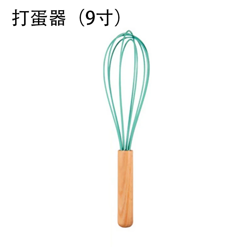 Egg Beater Duolvqi Пищевая силиконовая кухонная утварь Тернер лопатка ложка с деревянной ручкой практичный кухонный инструмент кухонная утварь - Цвет: Egg Beater