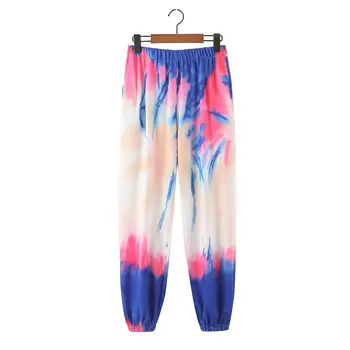 

2020 New Fashion Brand Women Pants Casual Print Elastic Waist Straight Full Length Flat Mid Broadcloth Regular