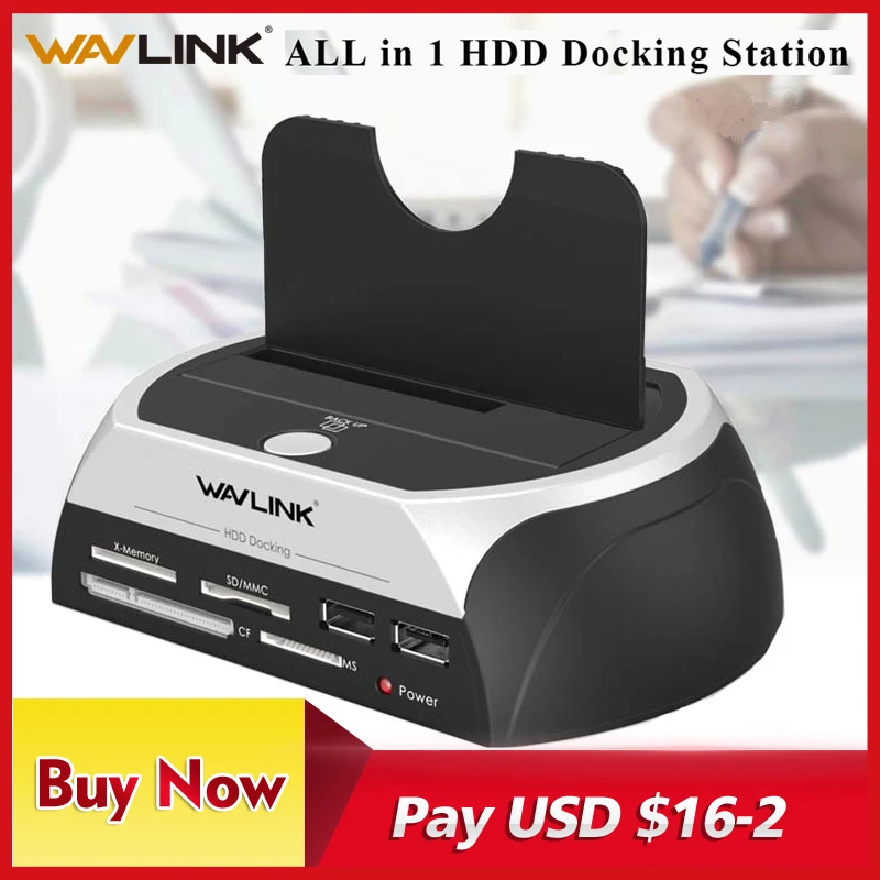 Продажа Wavlink все в 1 SATA HDD док станция корпус с несколькими кард ридером слот USB2.0 2,5 3,5 дюймов жесткий диск Док станция