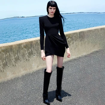 

free shipping Wholesale woman's dress Autumn And Winter Black long sleeve Tights celebrity cocktail party bandage dress