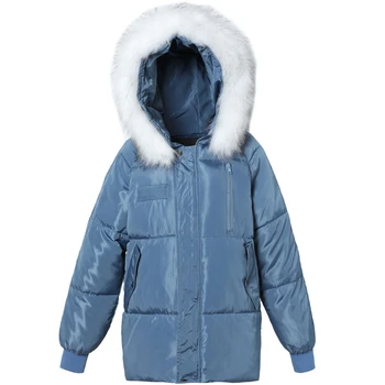 

2019 Fashion Jacket Women Fur Collar Winter Jacket Women Loose Short Coat White Down Cotton Jacket Thick Warm Parka Russia