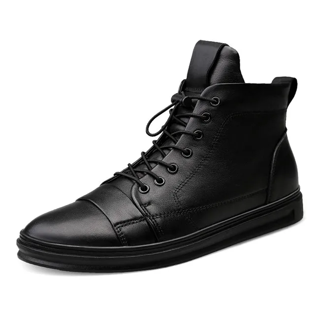 

New Big Size Men Shoes High Quality Genuine Leather Men Ankle Boots Fashion Black Shoes Winter Men Boots Warm Shoes With Fur