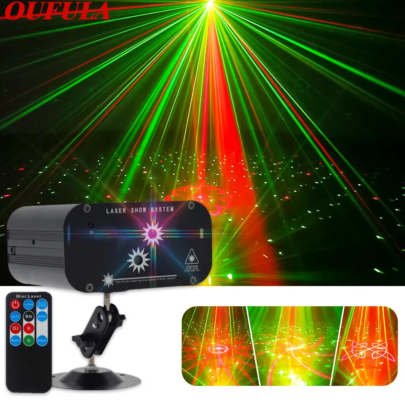 

laser lamp 48 pattern Mini led voice control Stage lights remote control KTV radium spotlight Christmas lamps family Party