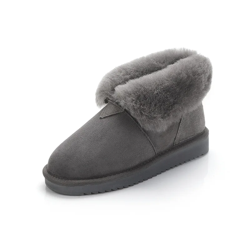 Millffy/зимние ботинки из овечьей кожи женская обувь зимние теплые Нескользящие ботинки с бархатной подкладкой; большие размеры; шерстяные полусапожки