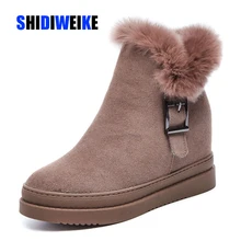 Женские зимние ботинки; женские ботильоны из натуральной кожи; коллекция года; Модные женские зимние ботинки с пряжкой; женская зимняя обувь на высоком каблуке