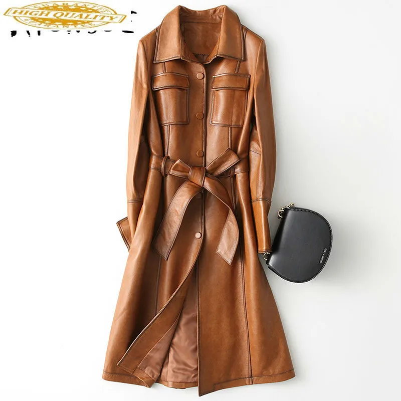 

Real Leather Jacket Women Sheepskin Genuine Leather Jacket Vintage Slim Women Windbreaker Spring Veste Femme KQN28214 YY1558