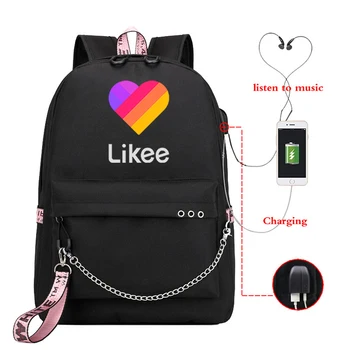 

LIKEE LIVE School Bags for Teenage Girls Backpack High Quality Student Women School Bag Likee Backpack with USB Cable