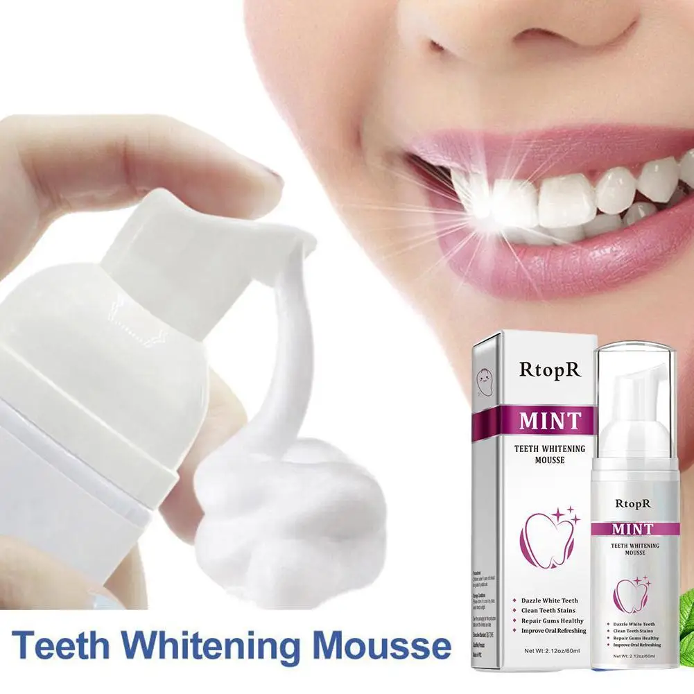 

1Pcs 60ml Mint Tooth Whitening Cleaning Mousse Remove Stains Toothpaste Bright Odor Breath Supplies Care Teeth Dental Fresh U7R5