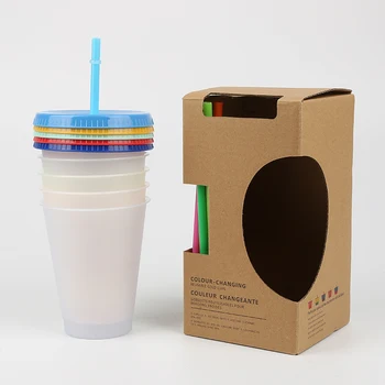 

473ml/16oz Reusable Color Changing Cold Cups Plastic Tumbler With Lid And Straw Cold Cup Straw Cup Drinkware Christmas Gifts