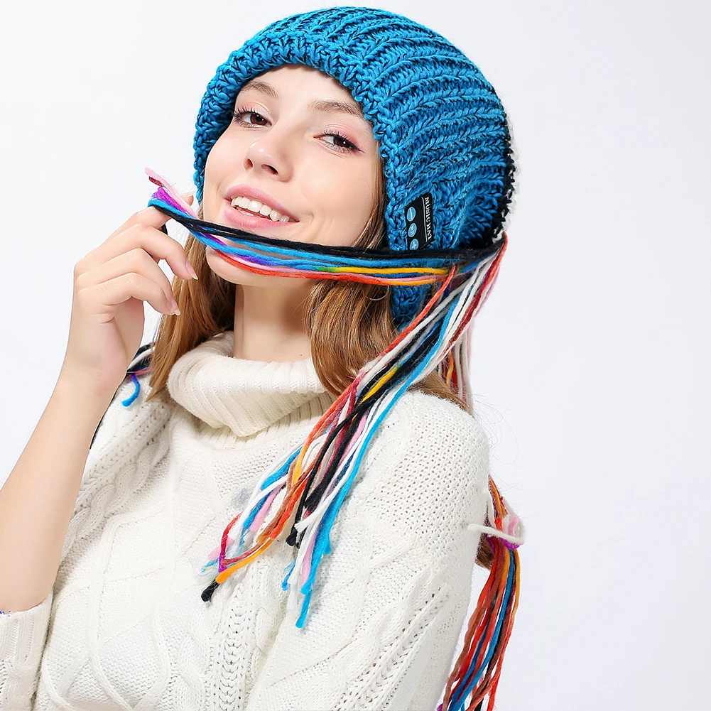 Спортивная Bluetooth шляпа USB перезаряжаемая Мода Вязание Зима Смарт Теплый Универсальный микрофон вызова музыка эластичный беспроводной