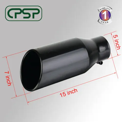 Silver Diesel Exhaust Tip 5/" inlet 10/" Outlet 18/" Long Stainless Steel Bolt On