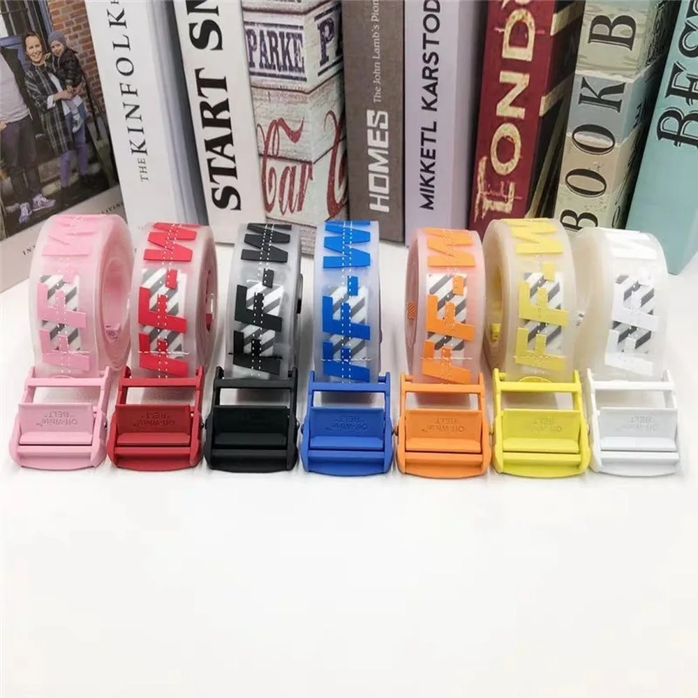 

Correct version white belt OW transparent belt three-dimensional clear hand feel Epoxy stitching jelly color tide brand