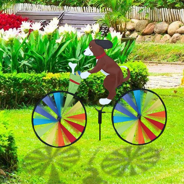 Forró Értékesítés Aranyos 3D -S Állati Macska És Kutya A Kerékpár Szélmalom Szélfutó Forgókert Kerti Gyep Udvari Dekoráció - Image 3