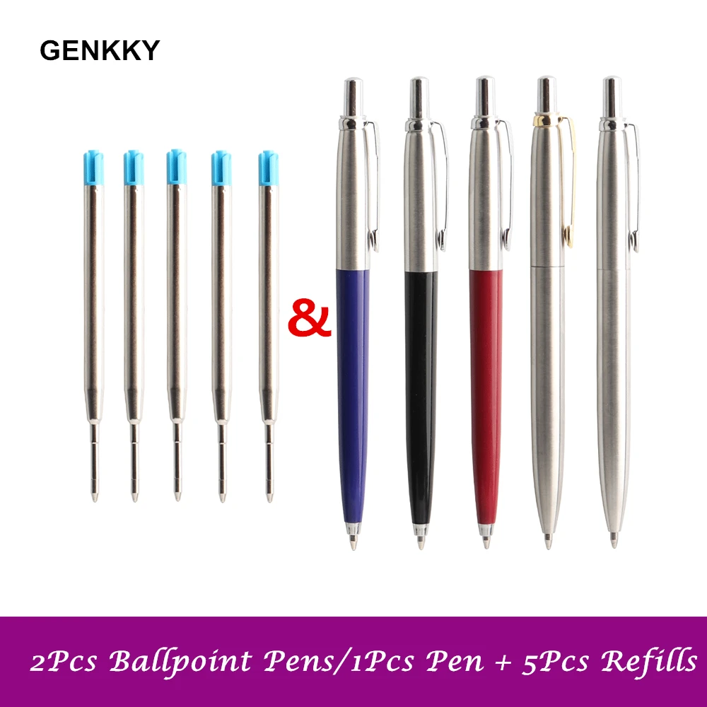 2/6/PCS Ballpoint Pen Office Commercial Press Metal Ballpoint Pens gift Pen Core Solventborne Automatic Ball Pens For School ballpoint pen multifunction ballpoint pen multifunctional pen ball point pen