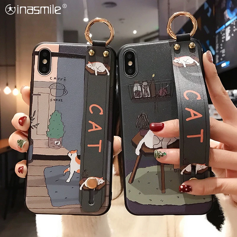 Gorgeous Wrist Strap Phone Case For Samsung S8 S9 S10 plus note 8 9 10 A20 A30 A40 A50 A60 A70 M20 Cover Coque capa | Мобильные