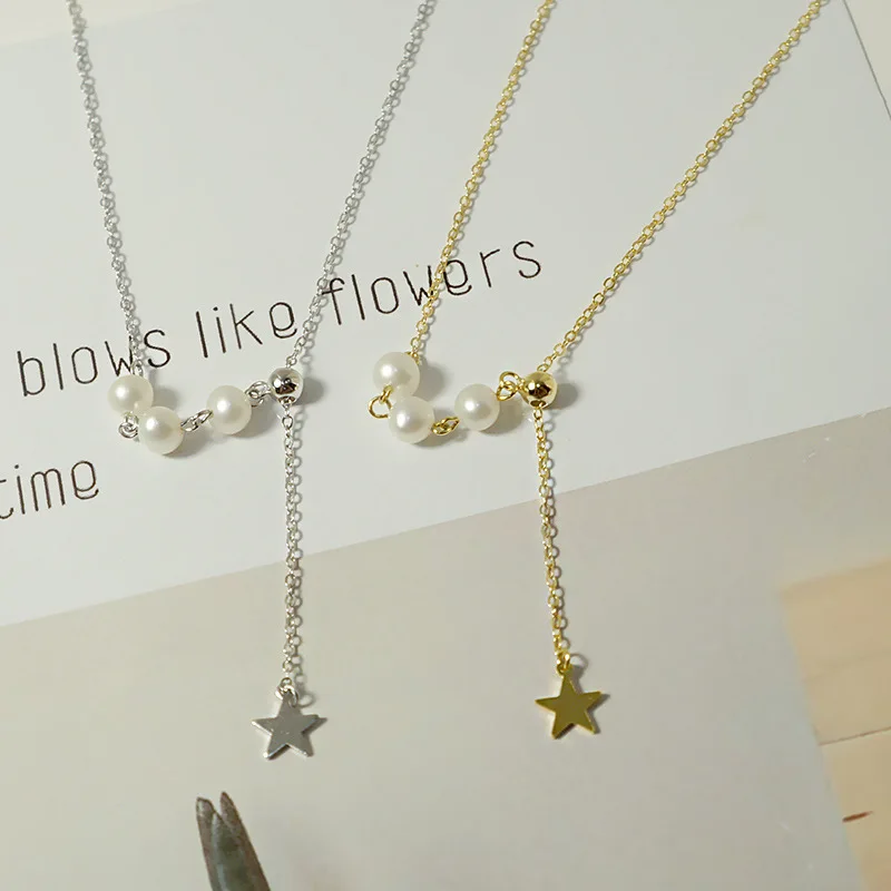 

Creative New Products S925 Fine Silver Natural Freshwater Pearls Star Necklace Pulling Adjustable Five-pointed Star Choker