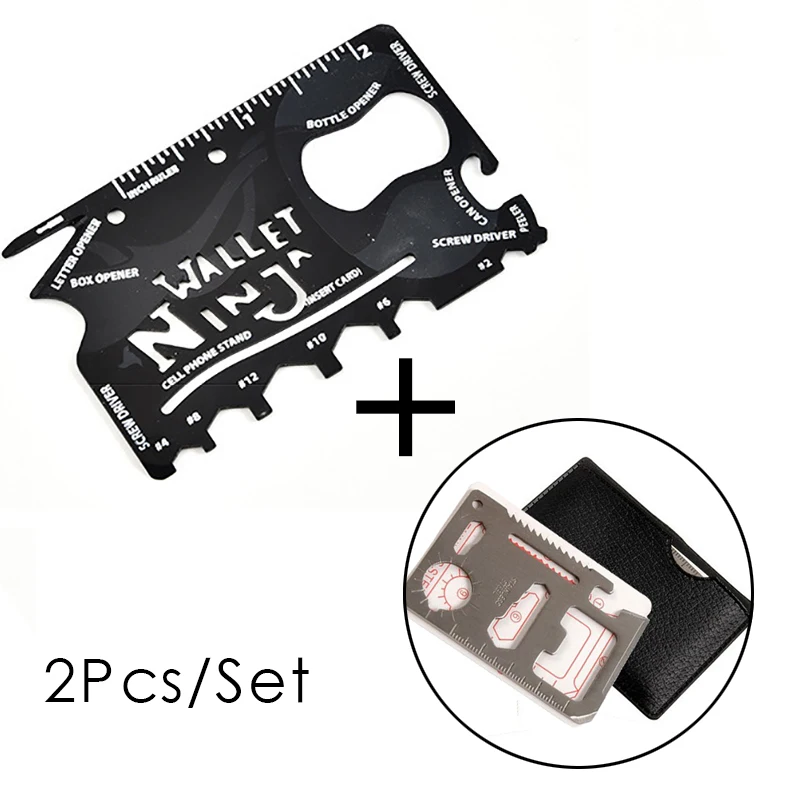 

Multi-function Tool Card Portable Outdoor Mountaineering Equipment Bottle Opener Wrench Ruler Stainless Steel Can Opener Sharp