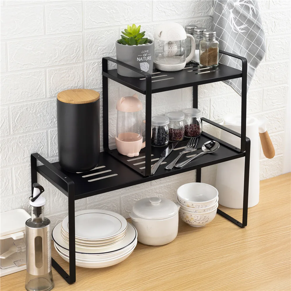 Kitchen Countertop Layered Shelf Desktop Storage Rack Rack