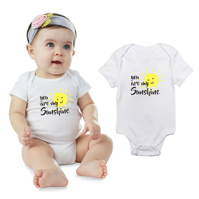 You Are My Sunshine/боди для новорожденных; милые хлопковые комбинезоны с короткими рукавами для маленьких мальчиков и девочек; Одежда для младенцев