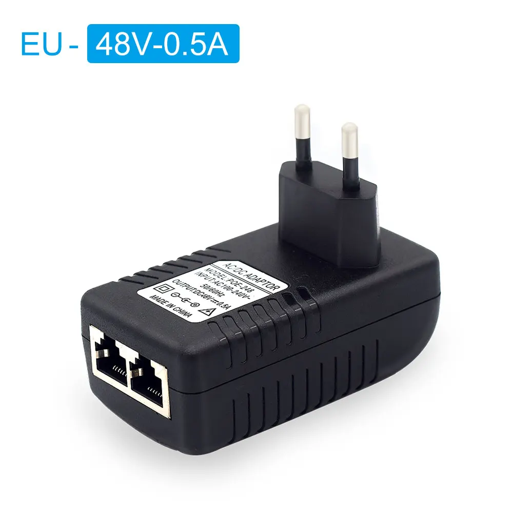 POE Injector AC220V  to DC12V 2A DC48V 0.5A POE Power Supply Over Ethernet Injector Adapter EU/UK/US Optional