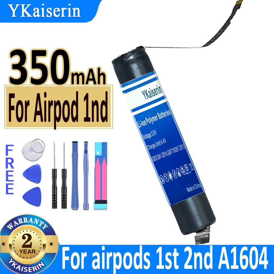 Аккумулятор ykaisсеребрин на 350 мА · ч для Airpod 1 Airpods 1st 2nd A1604 A1523 A1722 A2032 A2031 Air Pods 2 GOKY93mW