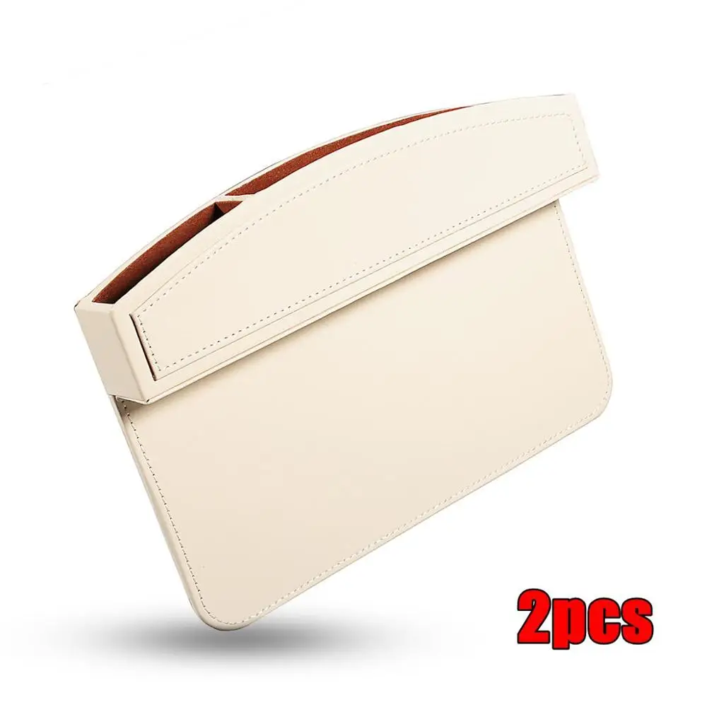 2 pcs Khaki 2 шт PU кожа автомобильное сиденье щелевая коробка для хранения с карманом Органайзер держатель телефона автомобильное сиденье боковой карман Универсальный - Название цвета: 2 pcs Khaki