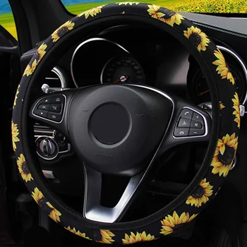 

Interior Steering Wheel cover Auto Sunflower design Protective Replacement