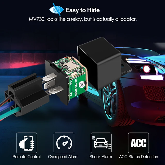 Vehicle Tracker Car MV730 Hidden Design Cut Off Fuel Shock Tow Alert GPS Moto ACC Detection Relay Mini GPS Tracker Car Tracker 2