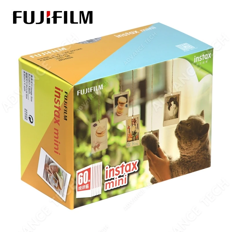 60 листов Fujifilm Instax mini 9 пленок белый край 3 дюйма для мгновенной камеры 7 8 25 50s 70 90 SP-1 SP-2 фотобумага