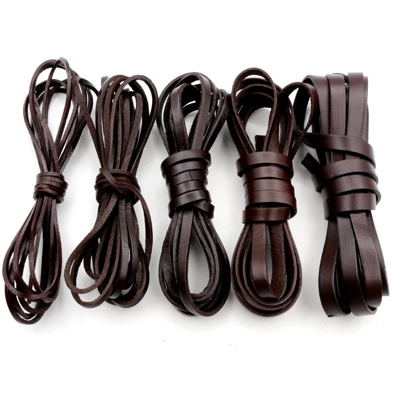 2/5M Cow Leather Round Thong Cord DIY Bracelet Rope String for Jewelry Making 
