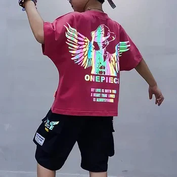 

2020 Reflective One Piece Kids printing Short Sleeve T-shirt + Pant Set Children Clothes Summer Suit Boys Girls Streetwear